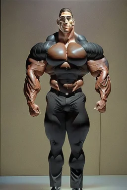 The body of bodybuilder Lee Hany is without a head, only a body, and he wears a luxurious black suit