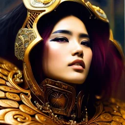 portrait beautiful face 'Yuria-Fist of the North Star',busty,ancient metal armor balanciaga fashion clothe painting by gaston bussiere, greg rutkowski, yoji shinkawa, yoshitaka amano, tsutomu nihei, donato giancola, tim hildebrandt, oil on canvas, cinematic composition, extreme detail,fit full head inside picture,16k