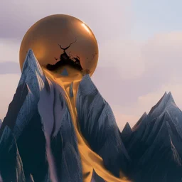 the broken sun melts down the mountain