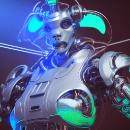 Neon licht,blauw,rood,kracht,Alien Robot,Base,3d render,Super realistisch,unreal 5 engine by lospronkos