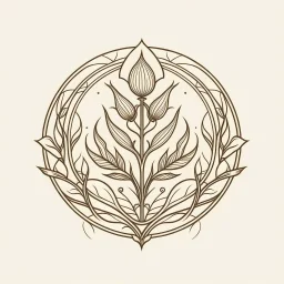 mystical simple one color Logo: botanical style, medieval