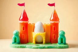 popsicle castle with an egg inside of it