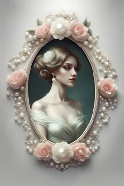 oval vintage frame with flowers and pearls, white precious stones on a white background, Trending on Artstation, {creative commons}, fanart, AIart, {Woolitize}, by Charlie Bowater, Illustration, Color Grading, Filmic, Nikon D750, Brenizer Method, Side-View, Perspective, Depth of Field, Field of View, F/2.8, Lens Flare, Tonal Colors, 8K, Full-HD, ProPhoto RGB, Perfectionism, Rim Lighting, Natural Lighting, Soft Lighting, Accent Lighting, Diffraction Grading, With Imperfections,