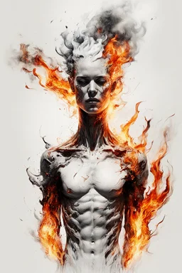 art, abstract, human, burning edges, (intense and emotional visual experience:1.5), (captivating and fiery ambiance:1.3), (dramatic and captivating essence:1.2), (fiery details:1.3), white background