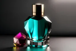 generate me an aesthetic complete image of Perfume Bottle with Crystal Prism