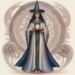 full_body:: Young mage with ornate grimoire and swirling mana:: Ancient stone temple with engraved shimmering runes::by artist "Leonora Carrington",by artist "Tarsila do Amaral":: Cinematic lighting with shadows emphasizing the character's determination:: eye_level perspective::