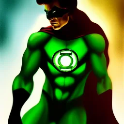 Dibujo al oleo Épico de cuerpo completo de GreenLantern,extremely detailed digital painting, extremely detailed face,mystical colors,perfectly centered image, perfect composition, rim light, beautiful, lighting,8k, stunning scene, raytracing dibujado por Pablo Olivera