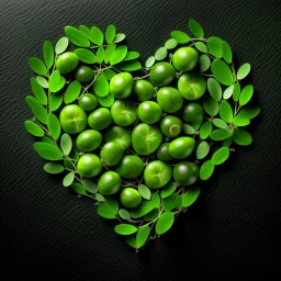 Green heart shape with Lots of green olives in it