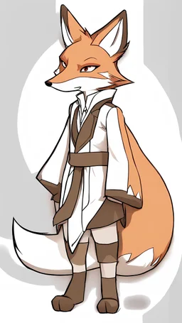 Create an attractive anime drawing of a humanoid fox character, exuding an air of seriousness and determination. The character possesses the features of a male fox, including a short nose and distinct fox-like facial traits. The character's expression is intense, reflecting a mix of enthusiasm, emotional depth, and a touch of selfishness, adding layers to their personality.