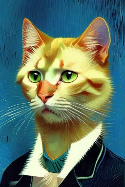 Portrait of a cat by Van Gogh