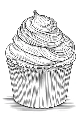 a large cupcake with a small door, white background, sketch style, full body, only use outline, , clean line art, white background. No shadow clear and well defined .