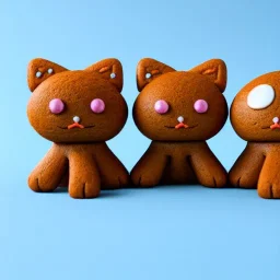 multiple gingerbread kittens, gumdrop eyes, round body and head, gummie worm wiskers, wafer ears, vibrant, ball of yarn, 8k resolution, centered, high-quality, fine-detail, digital art, detailed matte, volumetric lighting, illustration, 3D octane render, brian froud, howard lyon, greg rutowski, George Grie