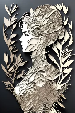 portrait papercut style multi layered metalic