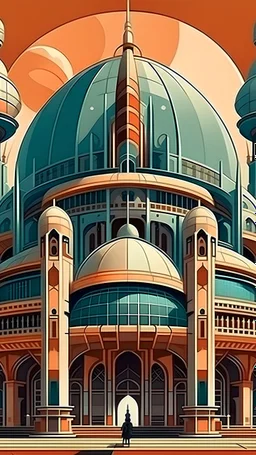 <lora:1970RetroFuturism:0.5> 1970retrofuturism <lora:FutuCityunomo-10:0.5> a arabic metropoli, huge building on retro futurism style, arabic art culture, a lot of buildings, onion domes