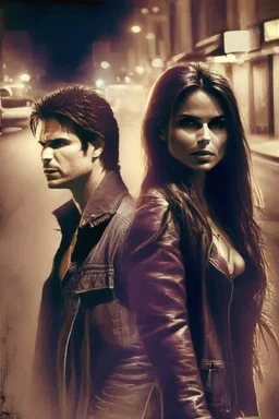 street night men love girl, couple, protective, Damon and Elena