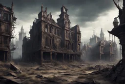 ruined victorian city post-apocaliptic cursed wilderness malice forggotten lands