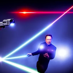 photo, laser guns, elon musk running