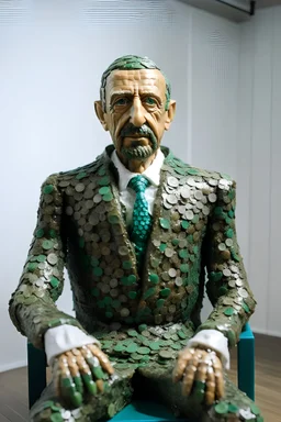 A statue of Recep Tayyip Erdogan made by plastic waste bottles. Hyper-realistic