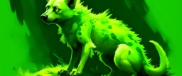 A lime green poison elemental hyena designed in cave paintings painted by Frank Wilson