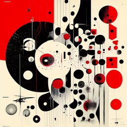 Human Misery geometry diagrams, abstract surrealism, by Victor Pasmore and Chris Leib and Graham Sutherland, maximal mind-bending illustration; red - white - black color scheme, blooming blot cluster effects, constructivism, maximalism