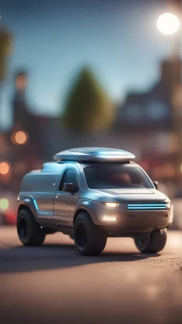 a pickup that looks like a ufo from the side,bokeh like f/0.8, tilt-shift lens 8k, high detail, smooth render, down-light, unreal engine, prize winning