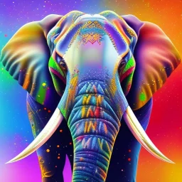 Elephant portrait, bright colors, splash paint, centered, detail, 8k resolution