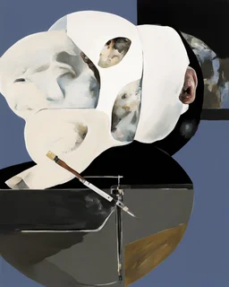 human body, universe-like light, complex surgical instruments mixed with a newborn boy,minimalism,Painting By Adrian Ghenie, Rene Magritte, Salvador Dali, Lucian Freud