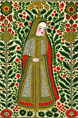 Make a Mughal art inspired pattern with scalops with a story telling and embellishments with a contemporary style don’t add humans just flower details and elegant