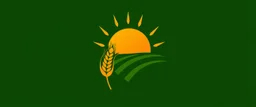 a simple abstracted logo representing elements of green gold farm wheat sun land