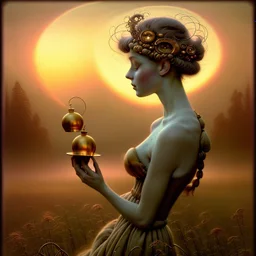 Nostalgia-evoking, breathtaking surreal masterpiece, channeling Sam Toft, Gustav Klimt, Andy Kehoe, Amanda Sage, features a quaint village scene bathed in setting sun's golden hues, painted textures conjuring yesteryears, fusion of folk art, sharp focus, studio photo, intricate details, artstation trending, highly detailed, Greg Rutkowski signature style, golden hour lighting, Modifiers: beautiful very cute visually breathtaking beautiful