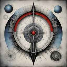 Surreal protractor, lovecraftian, by H.R. Giger, by Yves Tanguy, surrealism, mathematical formula textures, floating ethereal geometrical proofs, sharp focus, sharp contrast, red - blue - white - black color scheme, eldritch, number vertical grisaille art effect, minimal