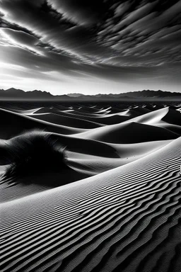 black and white, desert, surreal