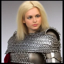 broad-shouldered blonde Visigoth woman in chainmail