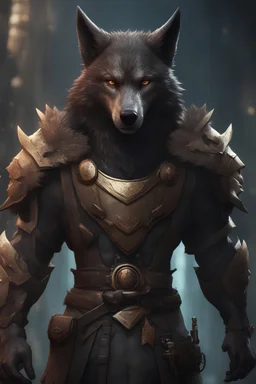 award winning portrait of a male anthropomorphic dark brown wolf. character design by cory loftis, fenghua zhong, ryohei hase, ismail inceoglu and ruan jia. unreal engine 5, artistic lighting, highly detailed, photorealistic, fantasy, anime