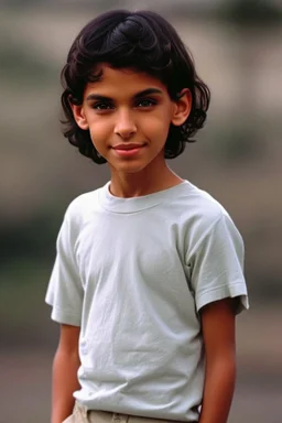 Appearance: Ari has a mixed-race skin tone with a light brown complexion. He has dark hair in a page boy haircut that sticks out from behind his ears, and his hair length could be somewhere in-between long and short. His face is thin with high cheekbones and gray eyes that are often full of emotion. He stands at around 5 feet 7 inches tall, with a lean build that suggests he doesn't engage in a lot of physical activity. He is of average attractiveness with a boyish face.