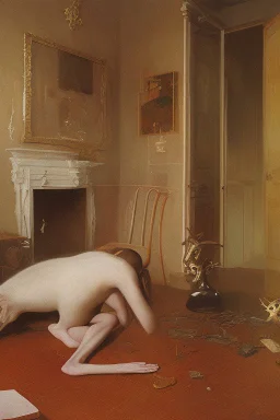 a chimera in a liminal room depicted by balthus