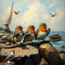 Little Birds are playing Bagpipes on the shore, Where the tourists snore: "Thanks!" they cry. "'Tis thrilling! Take, oh take this shilling! Let us have no more!" Modifiers: highly detailed oil on canvas masterpiece beautiful award winning Unreal Engine very cute Jacek Yerka acrylic art Jean-Baptiste Monge Surrealism Daniel Merriam naoto hattori Catrin Welz-Stein Esao Andrews Ray Caesar Gabriel Pacheco Bridget Bate Tichenor yippy-ty-o-ty-ay The Strangeness of Thomas :-) Anna Zinkeisen