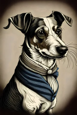 Jack Russell in the style of a tenniel