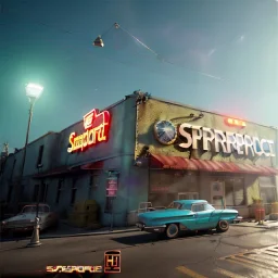 Ultra Realistic retro sci-fi, explosion Supermarket parking scene, 1960 year, blonde woman, sweet Jane Fonda face, perfect iris, glow eyes, face makeup, tight latex coat; many panic people, Retro sci-fi style, soft color, highly detailed, unreal engine 5, ray tracing, RTX, lumen lighting, ultra detail, volumetric lighting, 3d, finely drawn, high definition, high resolution.