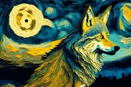 a wolf in van gogh style