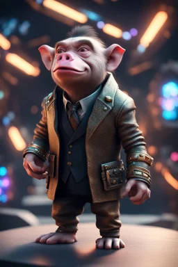 really macho pimp Kevin Spacey orc monkey captain chat pig that go hard , in front of space portal dimensional glittering device, bokeh like f/0.8, tilt-shift lens 8k, high detail, smooth render, down-light, unreal engine, prize winning