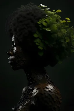 afro made out of plants low fidelity no face 4k