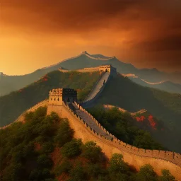 The Great Wall of China, sunset rainbow