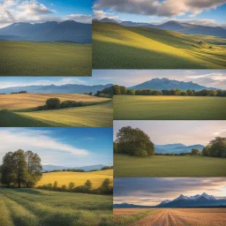 country side,mountains at far ,bluesky,pretty clouds