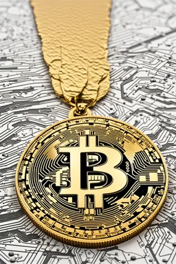 Up close image of A big golden coin with the crypto symbol tz written on it