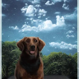 Portrait of a dog in sky , UHD, 64K --v 4