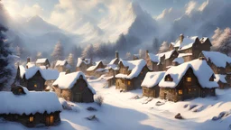 Снежная набережная деревня