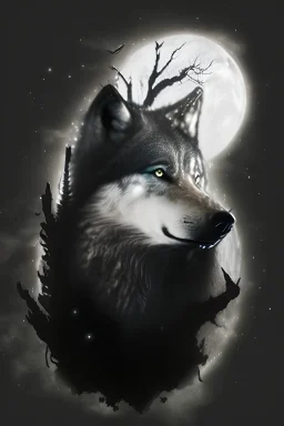 Wolf howling at the moon