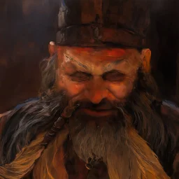 dnd, fantasy, watercolour, stylistic, portrait, illustration, dull colours, male, dwarf, face, open eyes