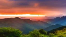 GATHERING STORM ON A MOUNTAIN AT SUNSET